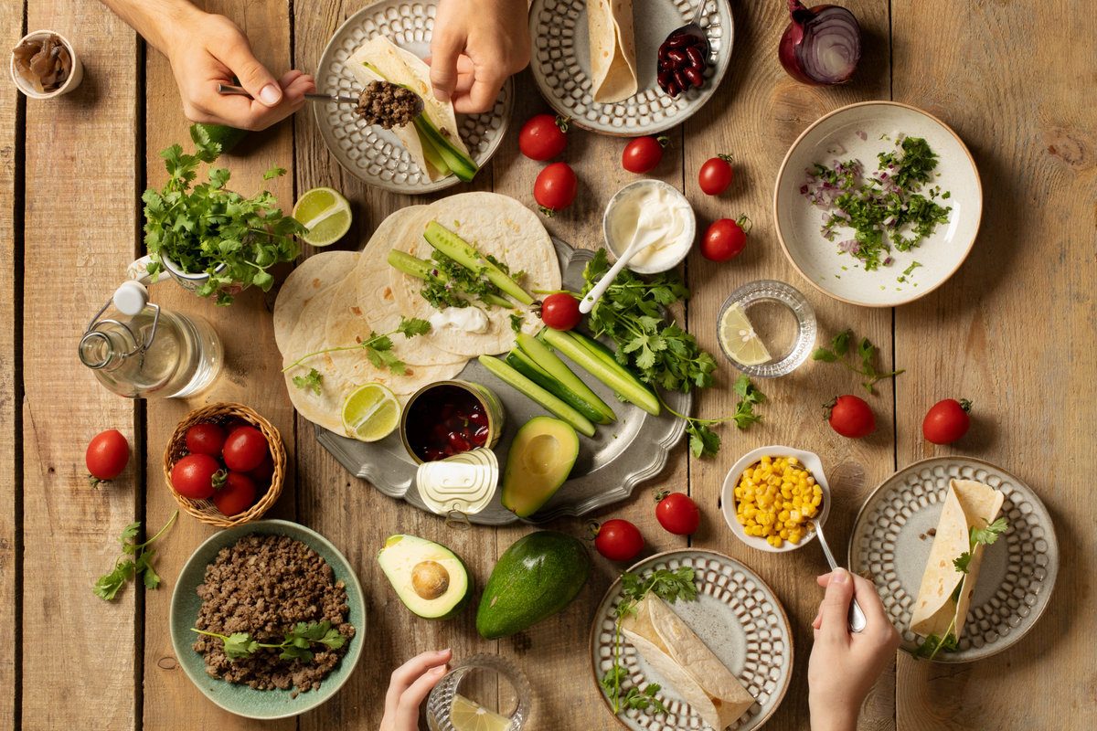 cena vista desde arriba plant based
